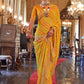 Contemporary Georgette Mustard Patch Border Saree