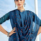 Classic Foil Georgette Blue Patch Border Saree