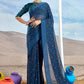 Classic Foil Georgette Blue Patch Border Saree