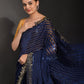 Classic Georgette Blue Embroidered Saree