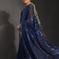 Classic Georgette Blue Embroidered Saree