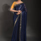 Classic Georgette Blue Embroidered Saree