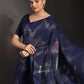 Classic Georgette Blue Embroidered Saree