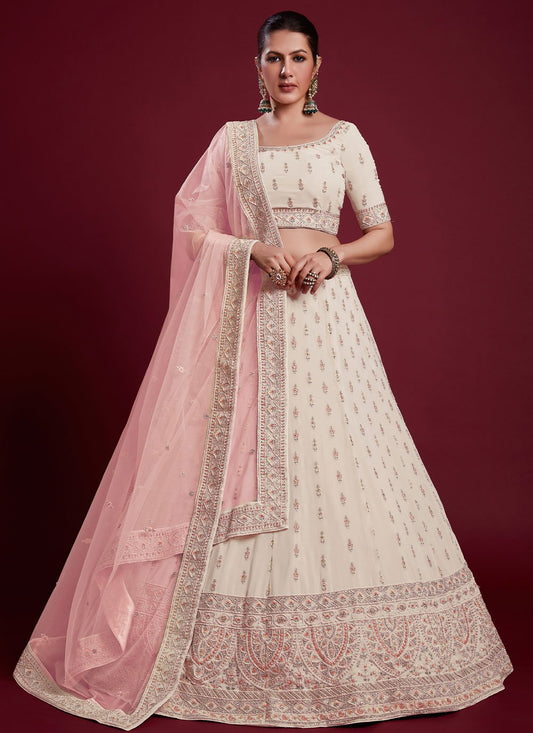 Lehenga Choli Georgette Off White Dori Work Lehenga Choli