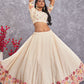 A Line Lehenga Georgette Off White Embroidered Lehenga Choli