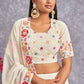 A Line Lehenga Georgette Off White Embroidered Lehenga Choli