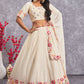 A Line Lehenga Georgette Off White Embroidered Lehenga Choli