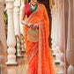 Classic Georgette Orange Patch Border Saree