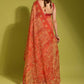 Classic Georgette Orange Digital Print Saree