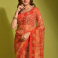 Classic Georgette Orange Digital Print Saree