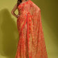 Classic Georgette Orange Digital Print Saree