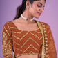 A Line Lehenga Georgette Orange Sequins Lehenga Choli