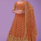 A Line Lehenga Georgette Orange Sequins Lehenga Choli