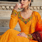 Gown Georgette Orange Embroidered Gown