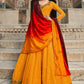 Gown Georgette Orange Embroidered Gown