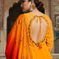 Gown Georgette Orange Embroidered Gown