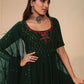 Palazzo Salwar Suit Georgette Green Embroidered Salwar Kameez