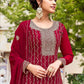 Palazzo Salwar Suit Georgette Maroon Embroidered Salwar Kameez