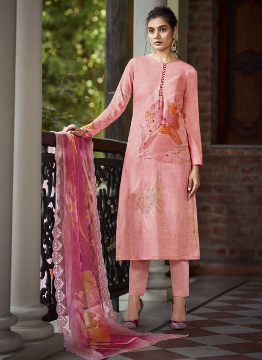 Pant Style Suit Georgette Pink Digital Print Salwar Kameez