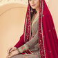 Churidar Suit Georgette Brown Embroidered Salwar Kameez