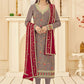 Churidar Suit Georgette Brown Embroidered Salwar Kameez