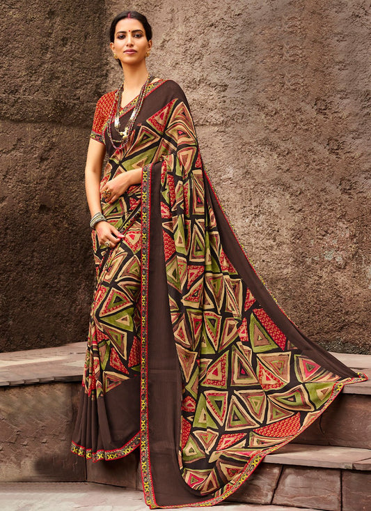 Contemporary Georgette Multi Colour Print Saree