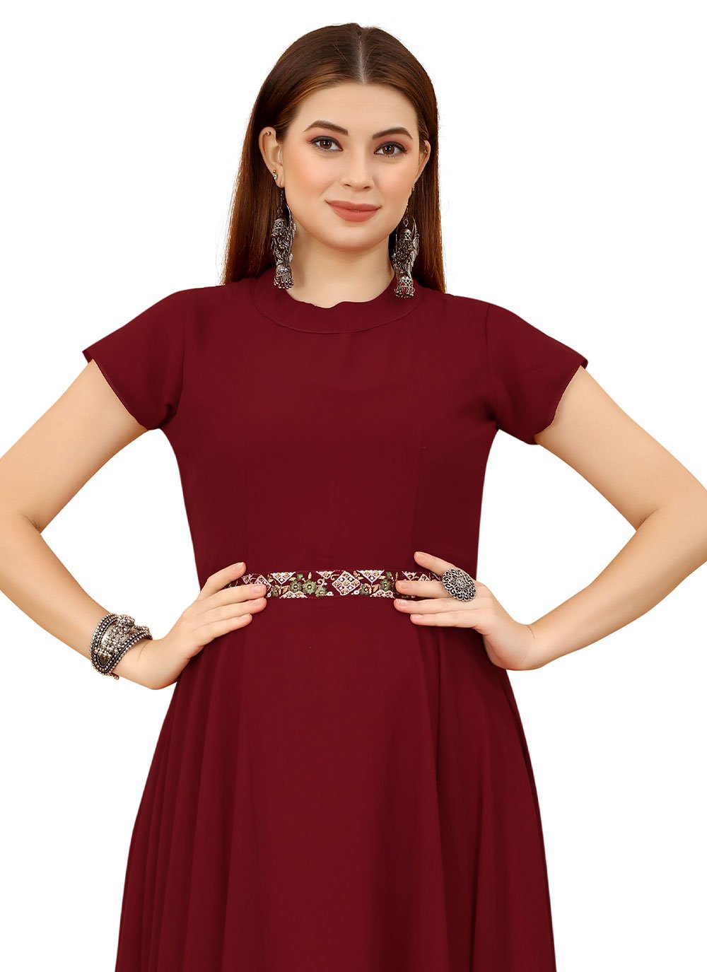 Plain maroon gown best sale