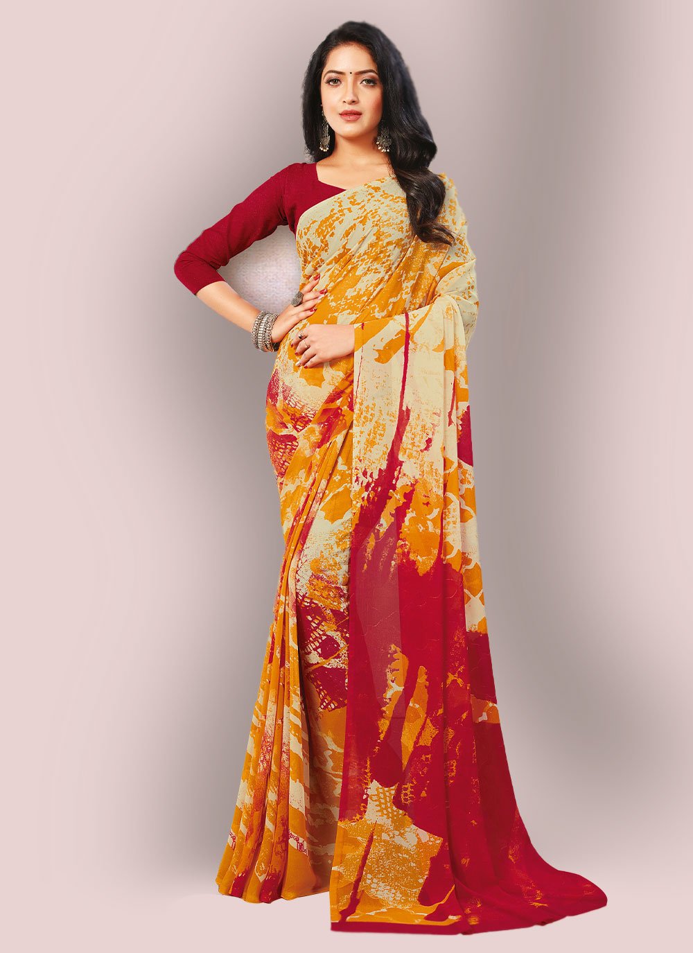 Classic Georgette Multi Colour Print Saree