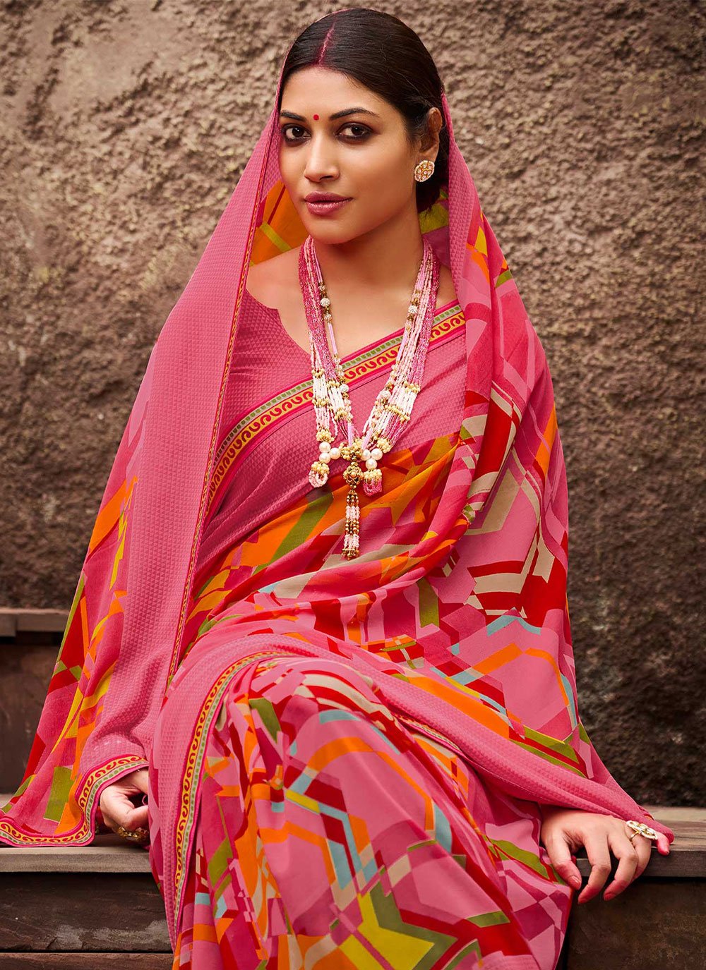 Classic Georgette Multi Colour Print Saree