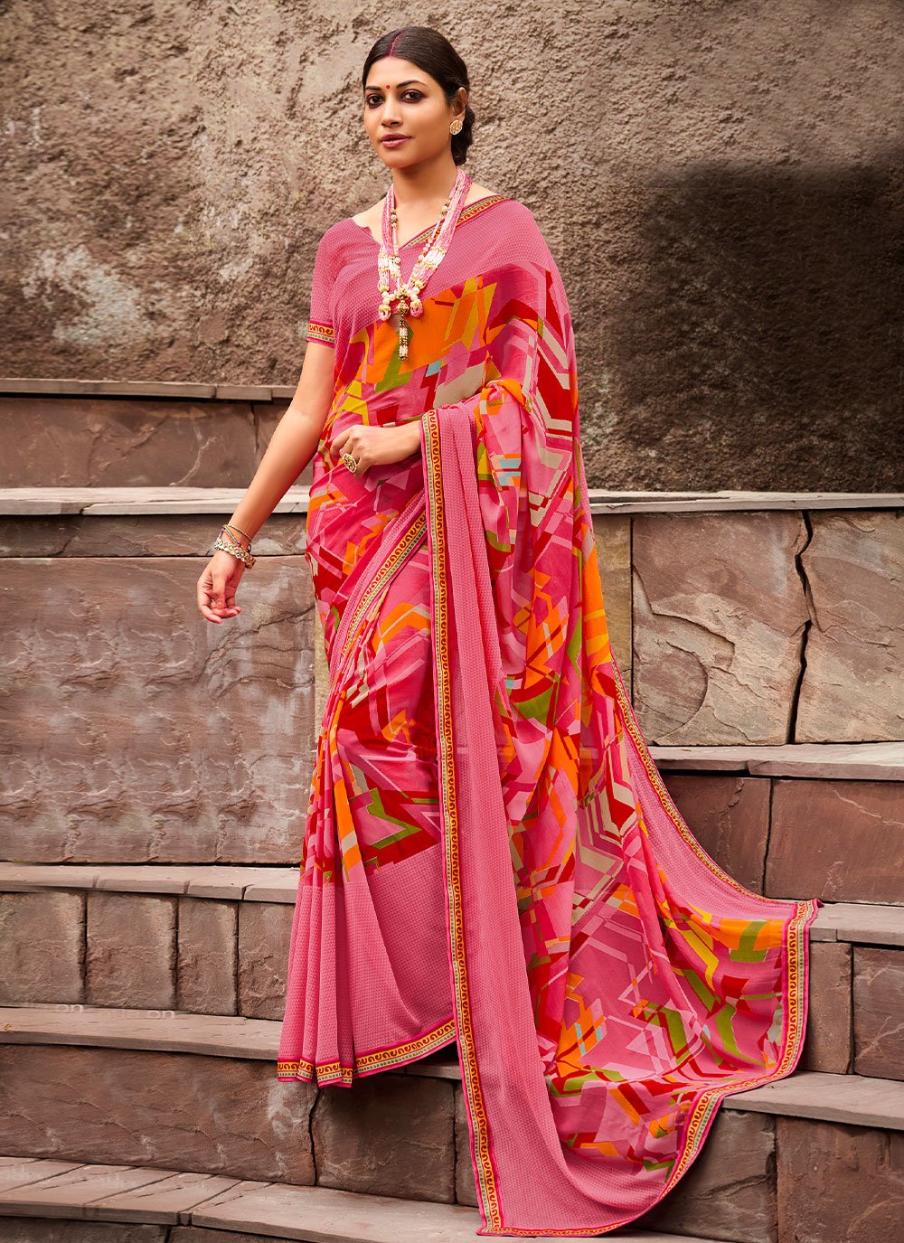 Classic Georgette Multi Colour Print Saree