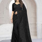 Classic Georgette Black Embroidered Saree