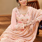 Salwar Suit Georgette Viscose Peach Embroidered Salwar Kameez
