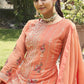 Straight Salwar Suit Georgette Peach Diamond Salwar Kameez