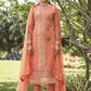 Straight Salwar Suit Georgette Peach Diamond Salwar Kameez