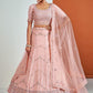 Lehenga Choli Georgette Peach Sequins Lehenga Choli