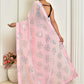 Designer Georgette Pink Embroidered Saree