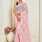 Designer Georgette Pink Embroidered Saree