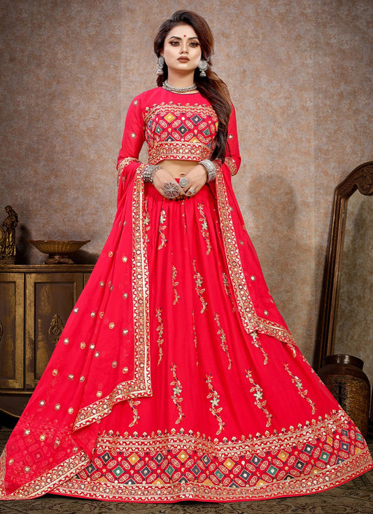 Lehenga Choli Georgette Pink Embroidered Lehenga Choli