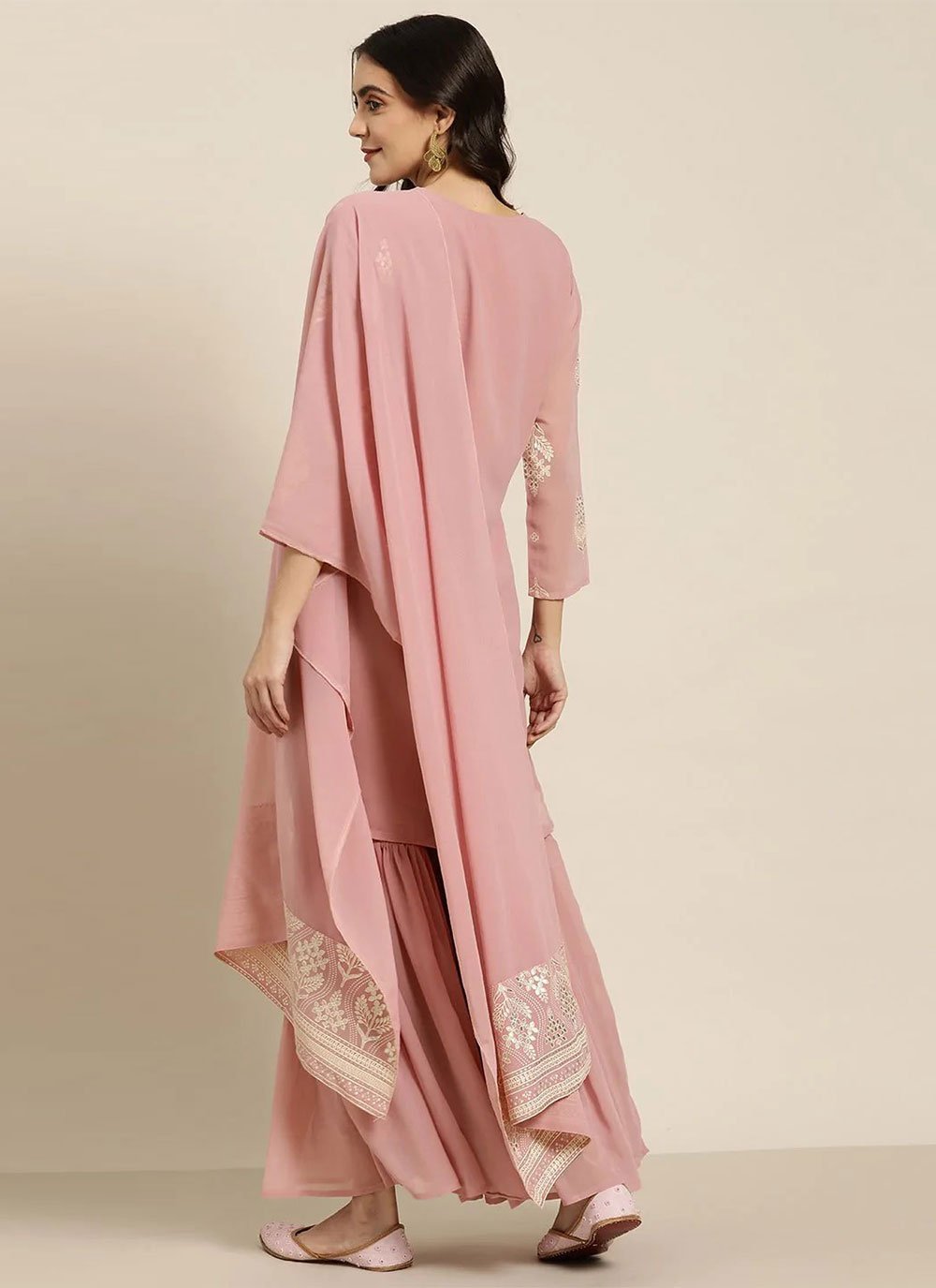 Salwar Suit Georgette Pink Foil Print Salwar Kameez