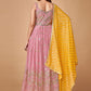 Designer Gown Georgette Pink Sequins Gown