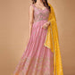 Designer Gown Georgette Pink Sequins Gown