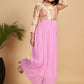 Gown Georgette Pink Woven Gown