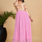 Gown Georgette Pink Woven Gown