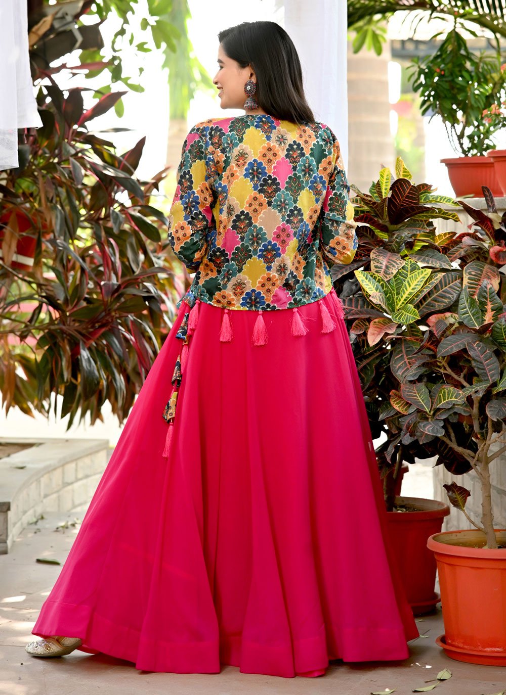 Lehenga Choli Georgette Pink Plain Lehenga Choli