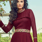 Gown Georgette Maroon Plain Gown