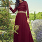 Gown Georgette Maroon Plain Gown