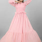 Gown Georgette Pink Plain Gown