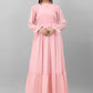 Gown Georgette Pink Plain Gown