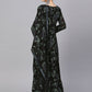 Gown Georgette Black Print Gown