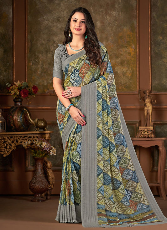 Designer Georgette Multi Colour Print Saree